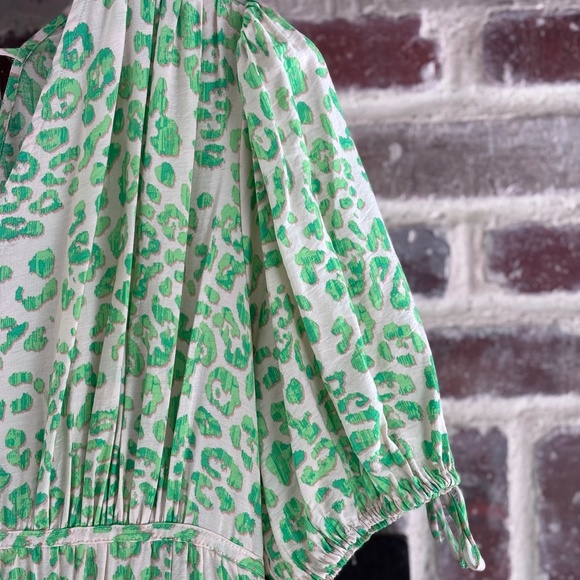 Marks & Spencer Collection Maxi Dress UK 12 Green Leopard Animal Print - Picture 2 of 5